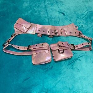 Pink Holographic Utility Belt Bag Harness Set